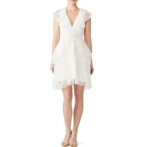 ELLIAT White Lace Mini Ruffle Interlude Style Mini Dress MEDIUM